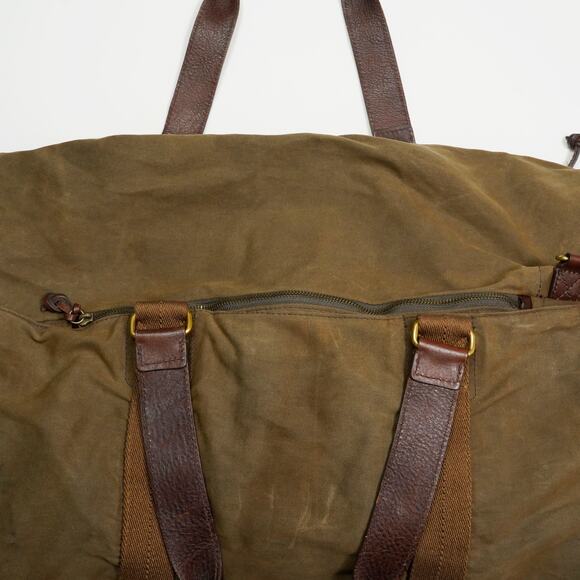 J.Crew Abingdon Weekender Duffle Bag Waxed Canvas Leather Brown / olive green - Picture 4 of 16